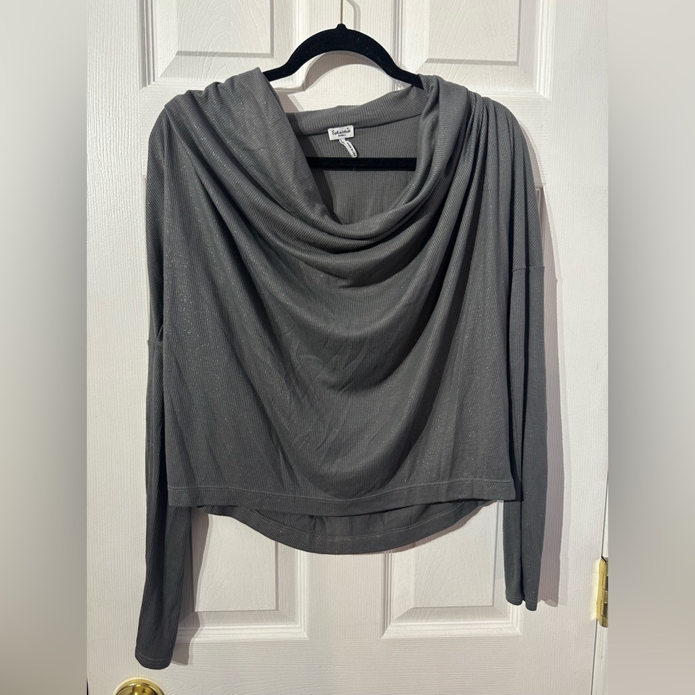 Splendid Ribbed Gray Off The Shoulder Top S